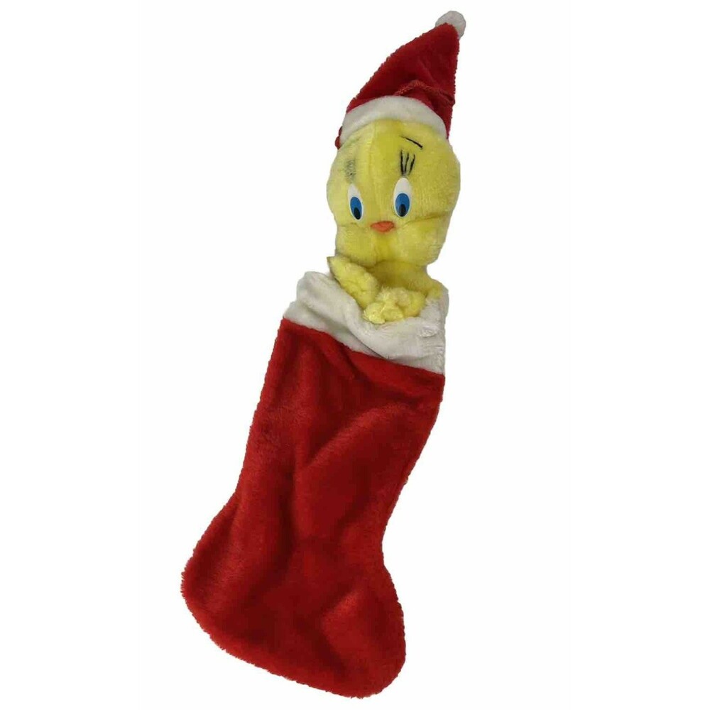 Vintage 1993 Warner Bros Looney Tunes Tweety Bird Plush Christmas Stocking 25"
